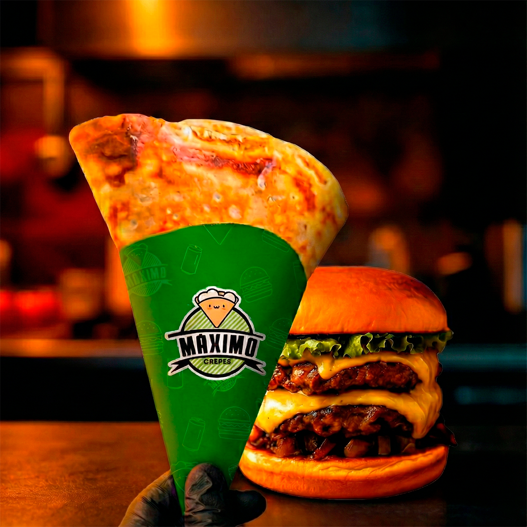 Crepe artesanal servido com recheio farto